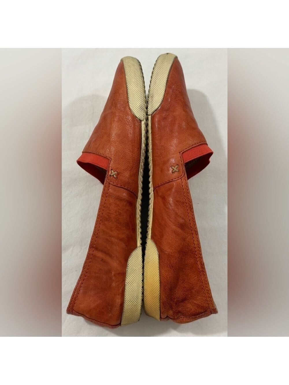 Frye Melanie Leather Slip On Flats 9.5 Cognac Orange Casual - Picture 6 of 10